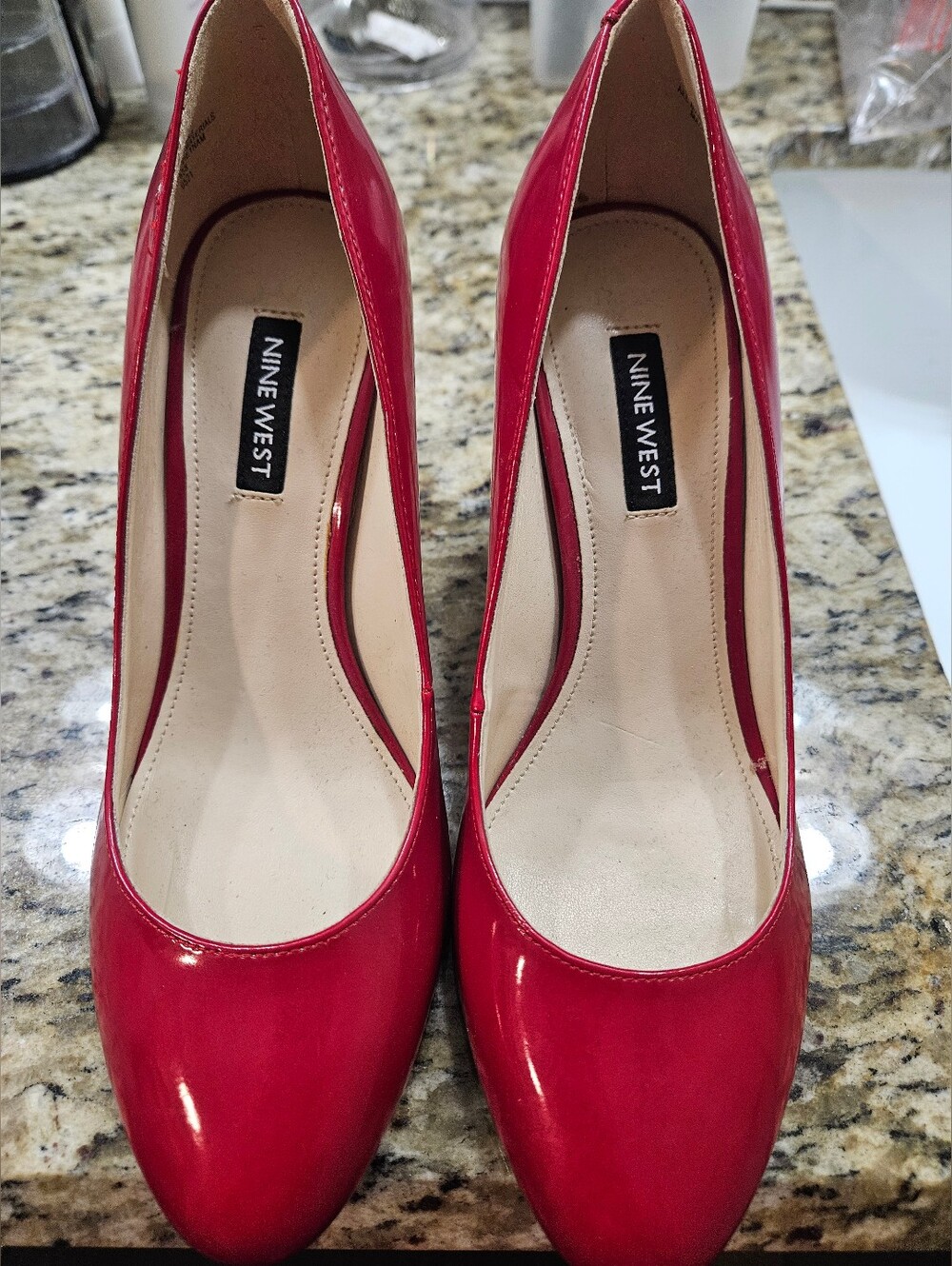 Nine West Red Patent Leather Pointed Toe Pumps